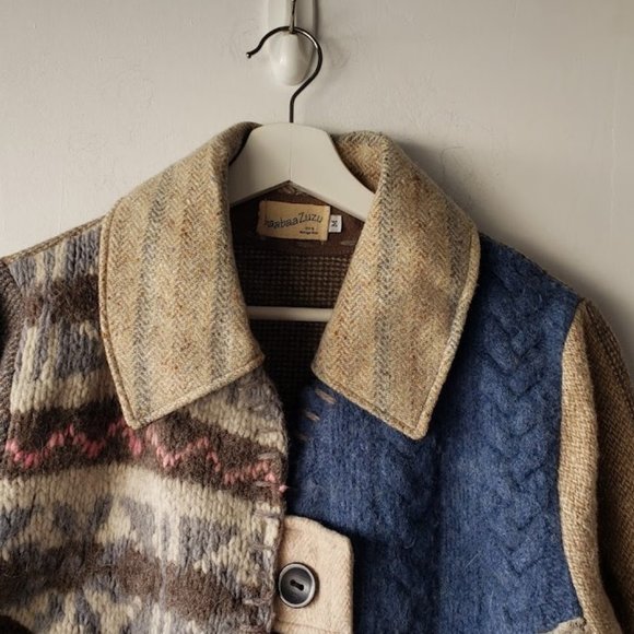 Vintage baabaaZuZu Patchwork Upcycled Wool Sustainable Boho Shacket - Picture 6 of 9